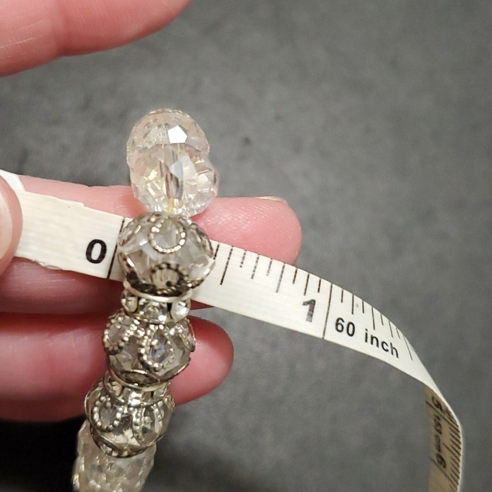Silver tone sparkly beaded bracelet 6.5" - Picture 6 of 10
